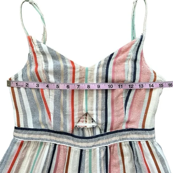 American Eagle Outfitters - Keyhole Front Striped Linen Romper - Women’s Size M - Picture 11 of 12